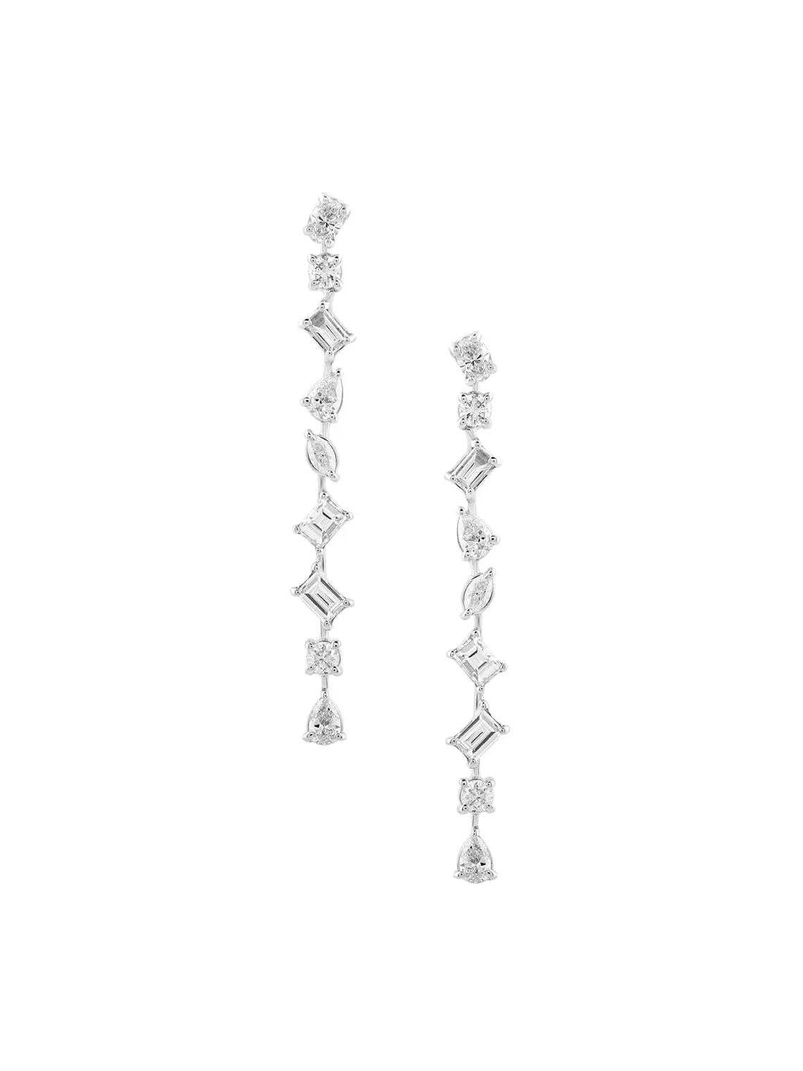 Aros Largos Eslabones Diamantes Multishped en Oro Blanco 18K 1