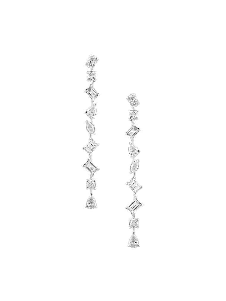 Aros Largos Eslabones Diamantes Multishped en Oro Blanco 18K 1