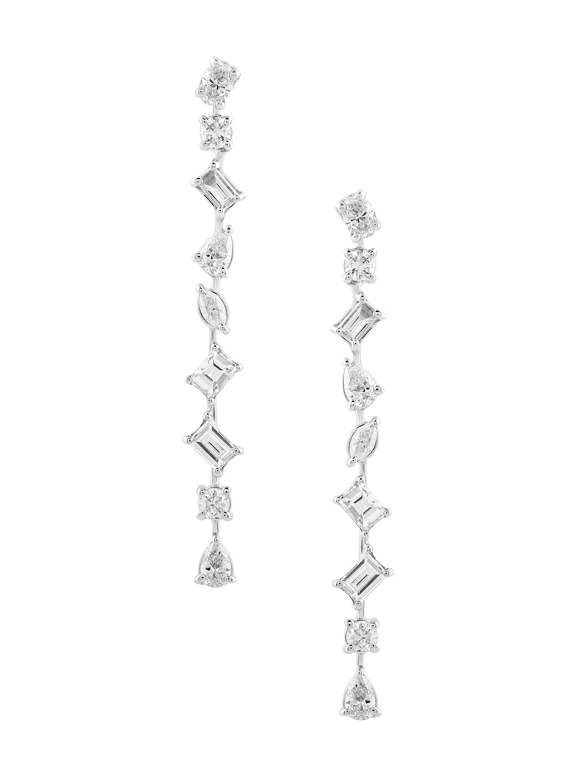 Aros Largos Eslabones Diamantes Multishped en Oro Blanco 18K 1