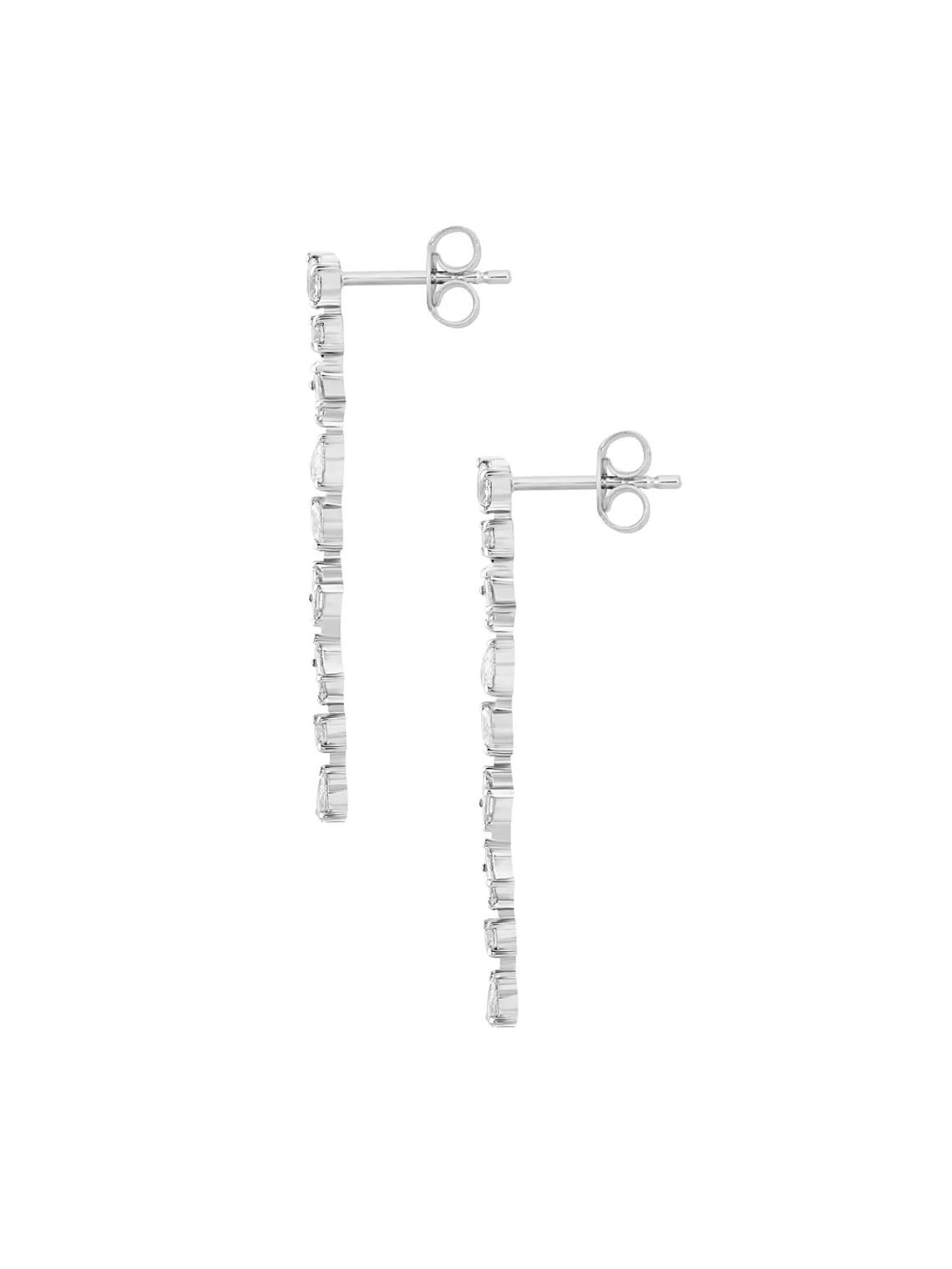 Aros Largos Eslabones Diamantes Multishped en Oro Blanco 18K 2