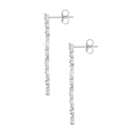 Aros Largos Eslabones Diamantes Multishped en Oro Blanco 18K