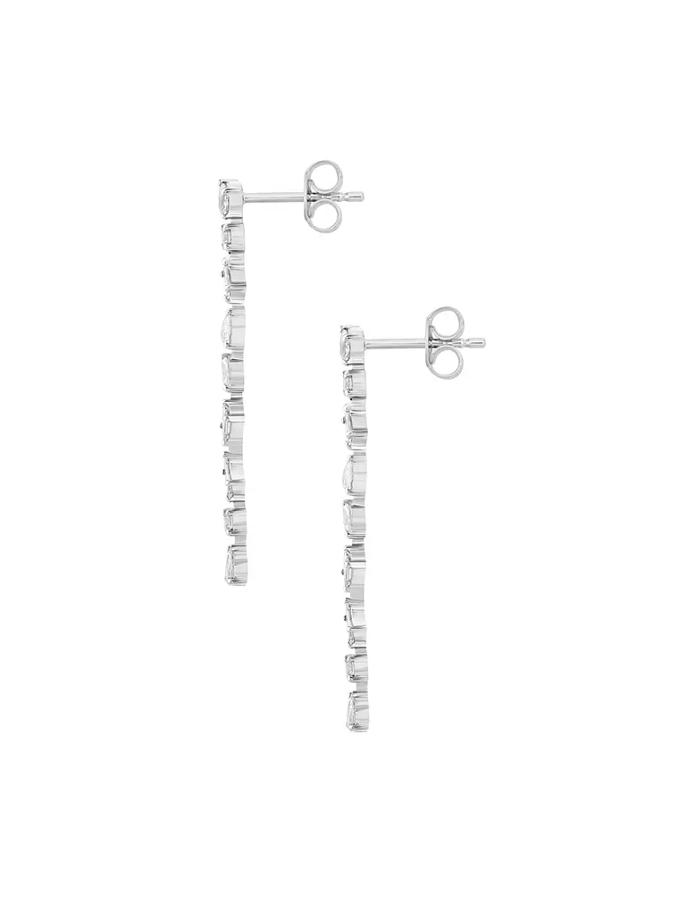 Aros Largos Eslabones Diamantes Multishped en Oro Blanco 18K 2