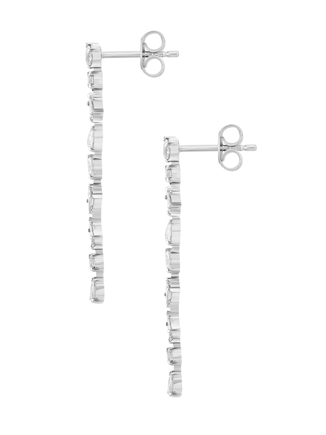 Aros Largos Eslabones Diamantes Multishped en Oro Blanco 18K 2