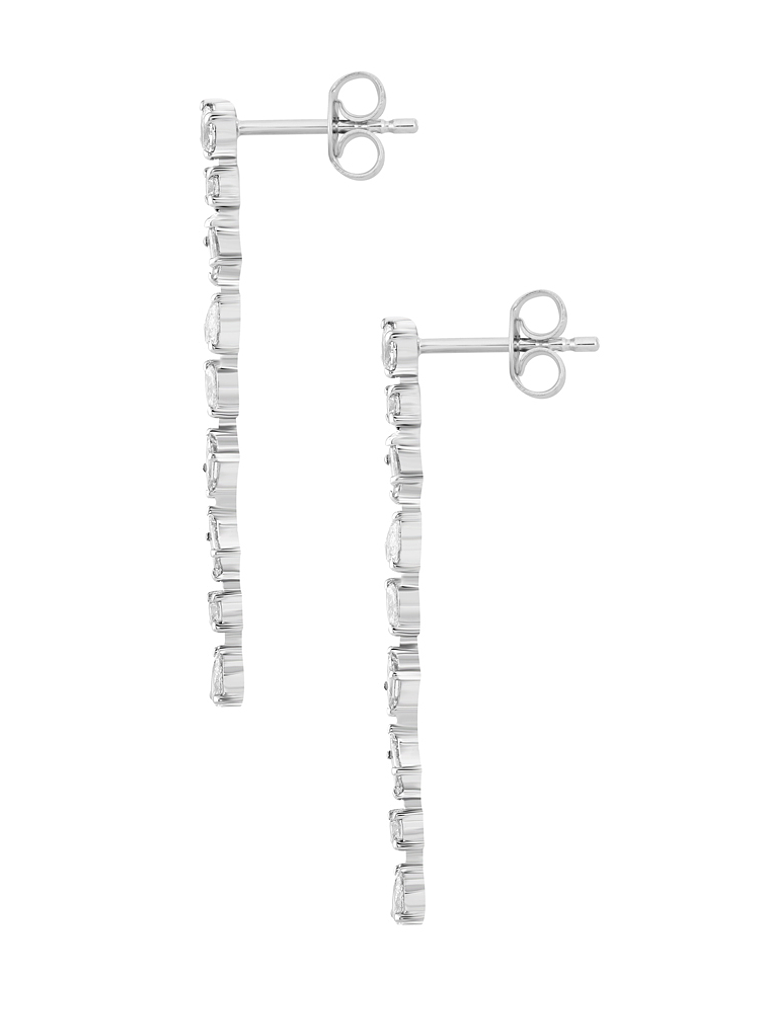 Aros Largos Eslabones Diamantes Multishped en Oro Blanco 18K 2