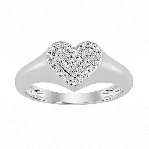 Anillo Chevalier Forma Corazón Pavé Oro Blanco 18K
