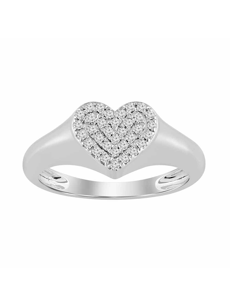 Anillo Chevalier Forma Corazón Pavé Oro Blanco 18K 1