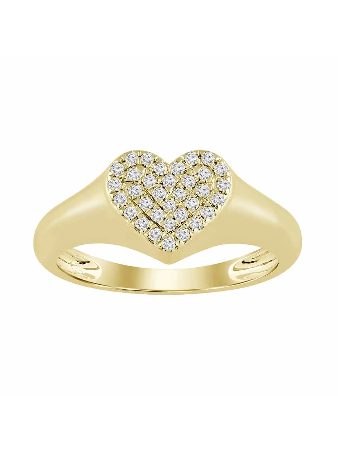 Anillo Chevalier Forma Corazón Pavé Oro Amarillo 18K 1