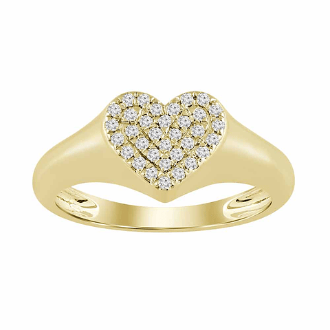 Anillo Chevalier Forma Corazón Pavé Oro Amarillo 18K