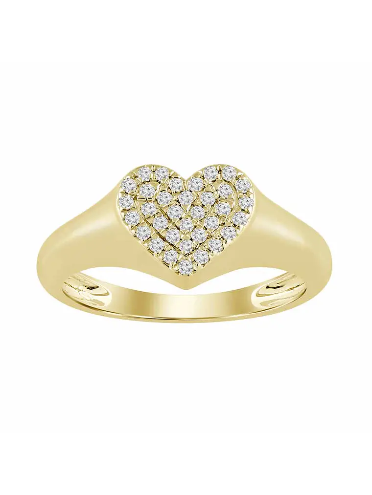 Anillo Chevalier Forma Corazón Pavé Oro Amarillo 18K 2