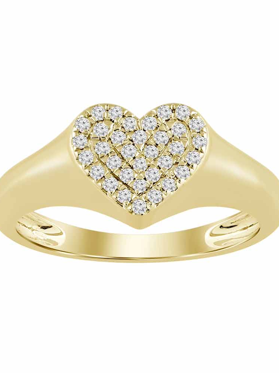 Anillo Chevalier Forma Corazón Pavé Oro Amarillo 18K 2
