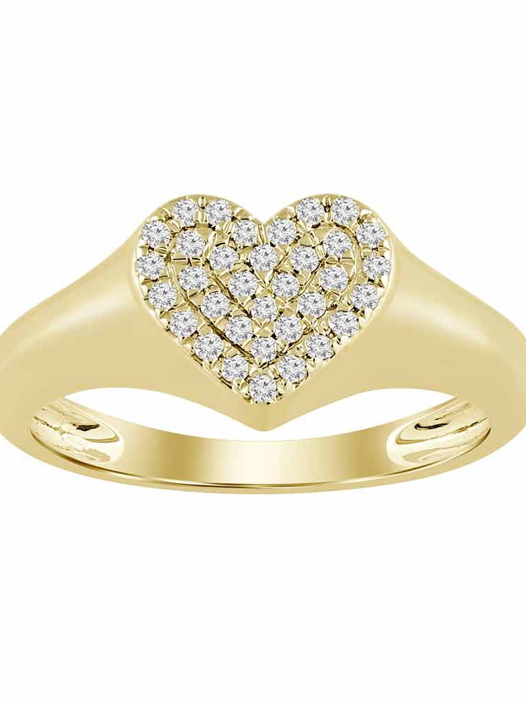 Anillo Chevalier Forma Corazón Pavé Oro Amarillo 18K 2