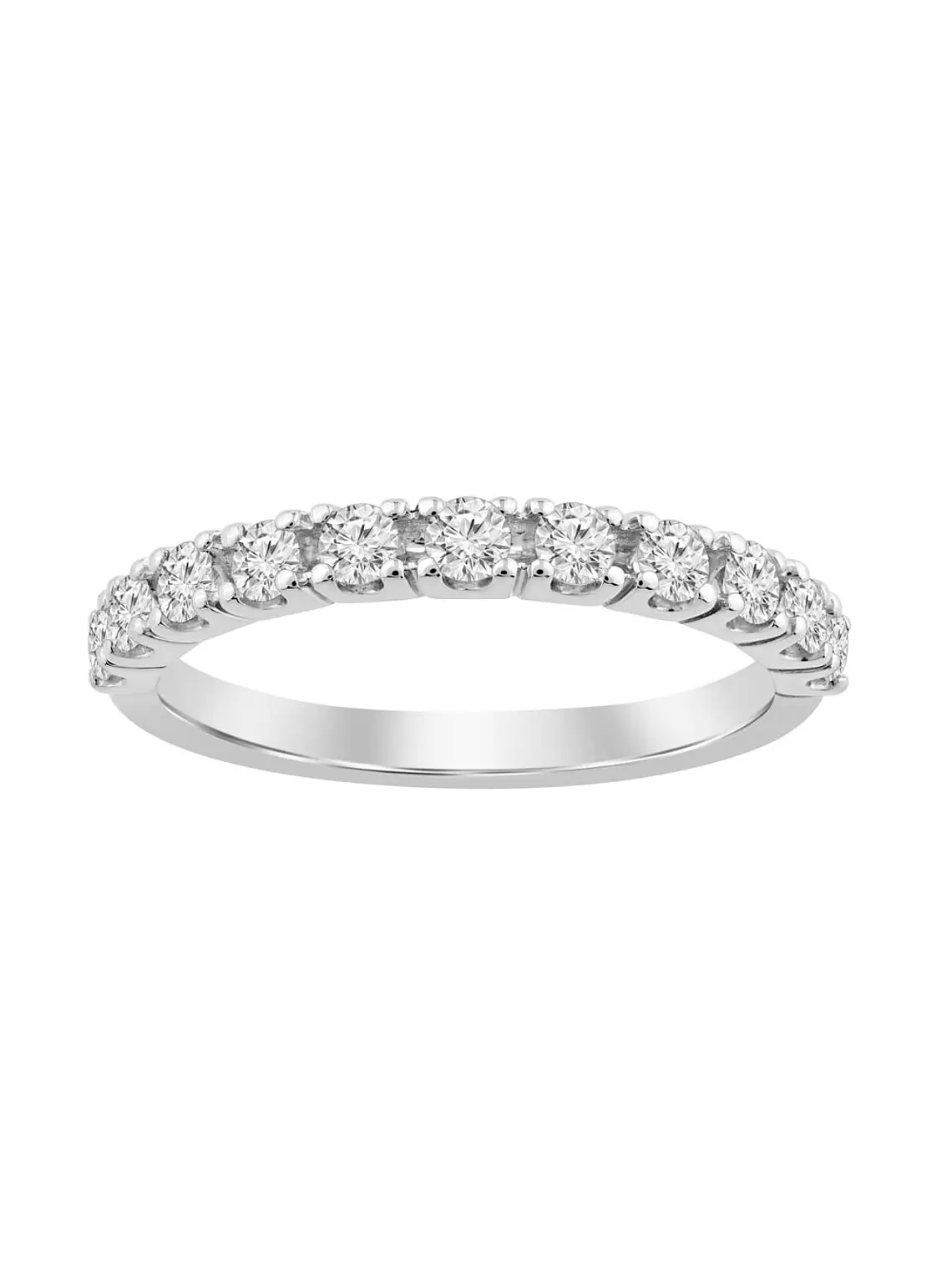 Anillo Cintillo Clásico Diamantes Naturales Oro Blanco 18K 1