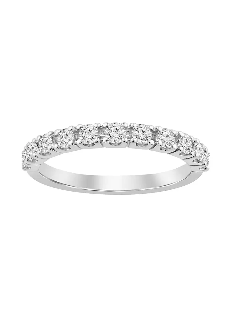Anillo Cintillo Clásico Diamantes Naturales Oro Blanco 18K 1