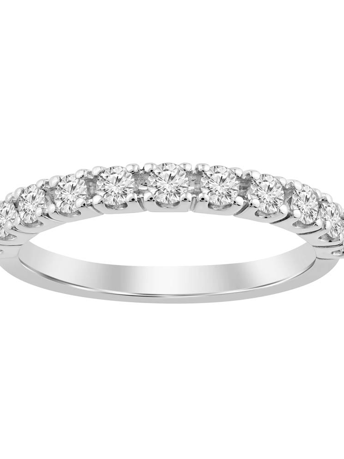 Anillo Cintillo Clásico Diamantes Naturales Oro Blanco 18K 1