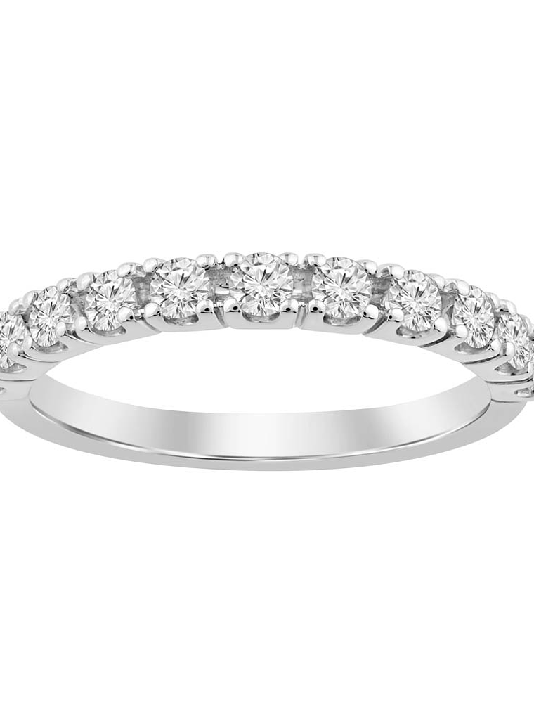 Anillo Cintillo Clásico Diamantes Naturales Oro Blanco 18K 1