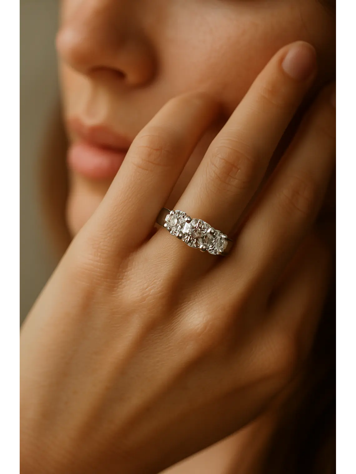 Gran Anillo Tricillo 2.0 Ct Diamantes Oro Blanco 18K 3