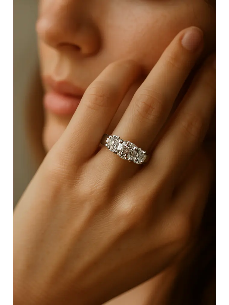 Gran Anillo Tricillo 2.0 Ct Diamantes Oro Blanco 18K 3