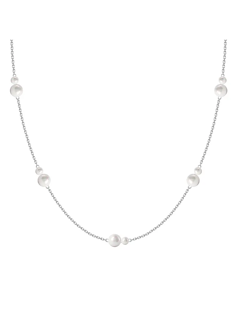 Collar de Perlas Cultivadas de Dos Tamaños Oro Blanco 18K 1