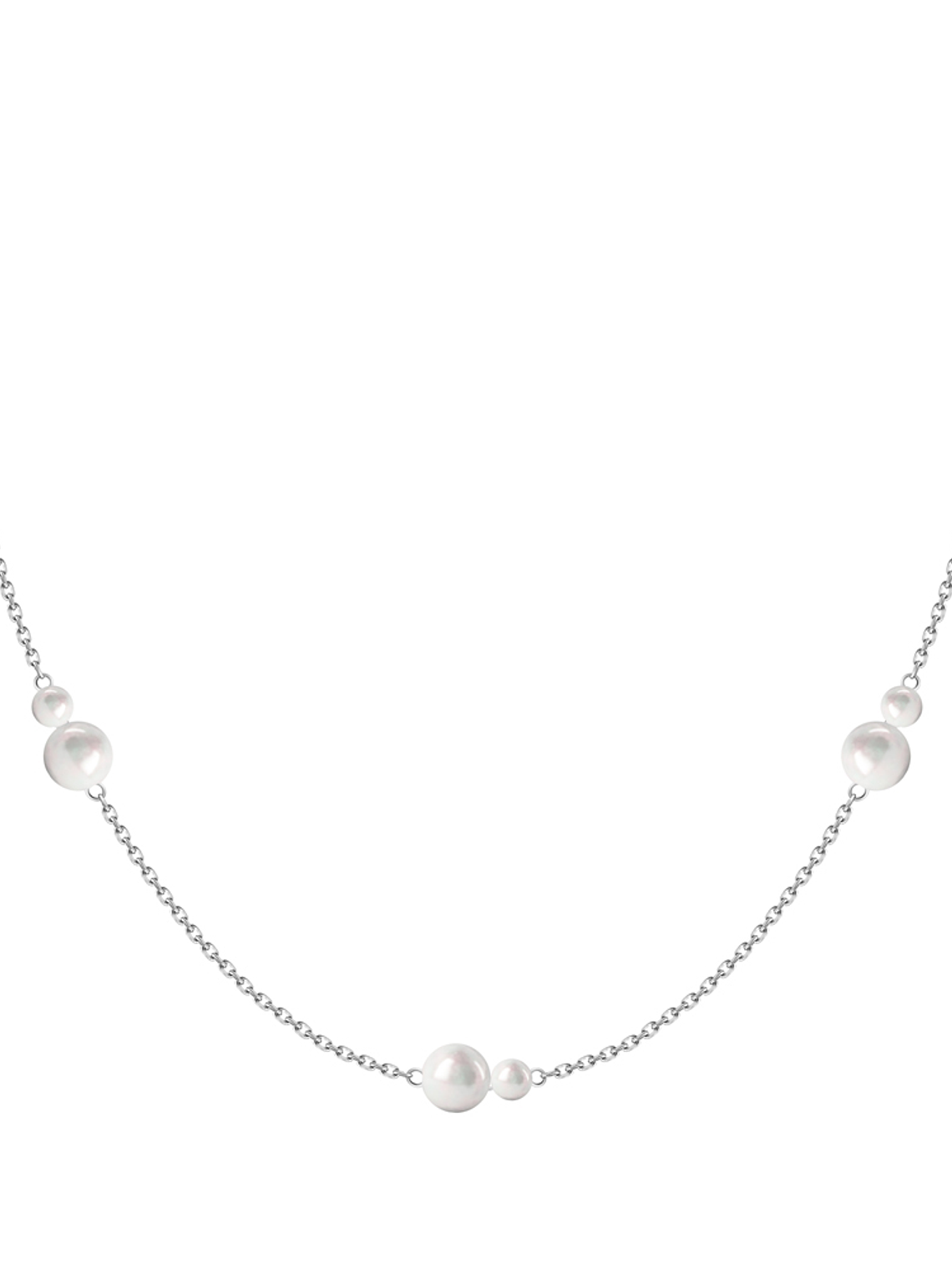 Collar de Perlas Cultivadas de Dos Tamaños Oro Blanco 18K 1