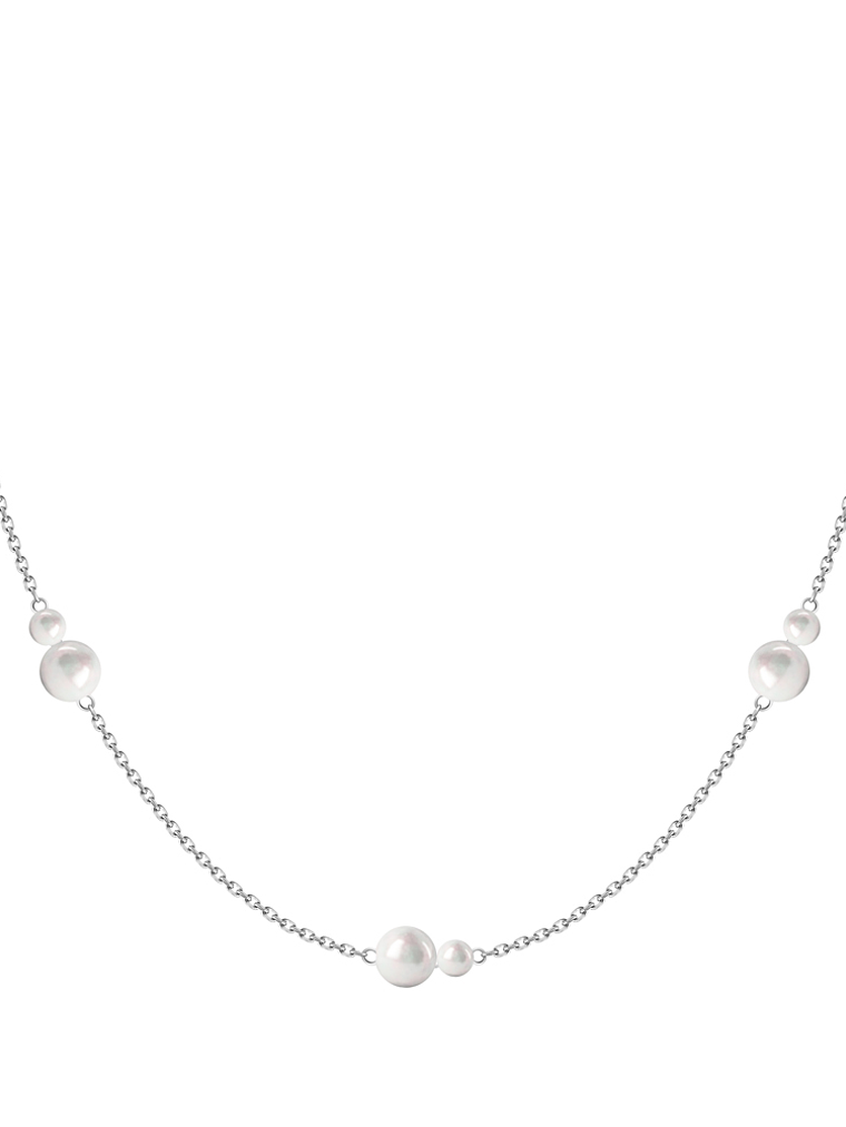 Collar de Perlas Cultivadas de Dos Tamaños Oro Blanco 18K 1