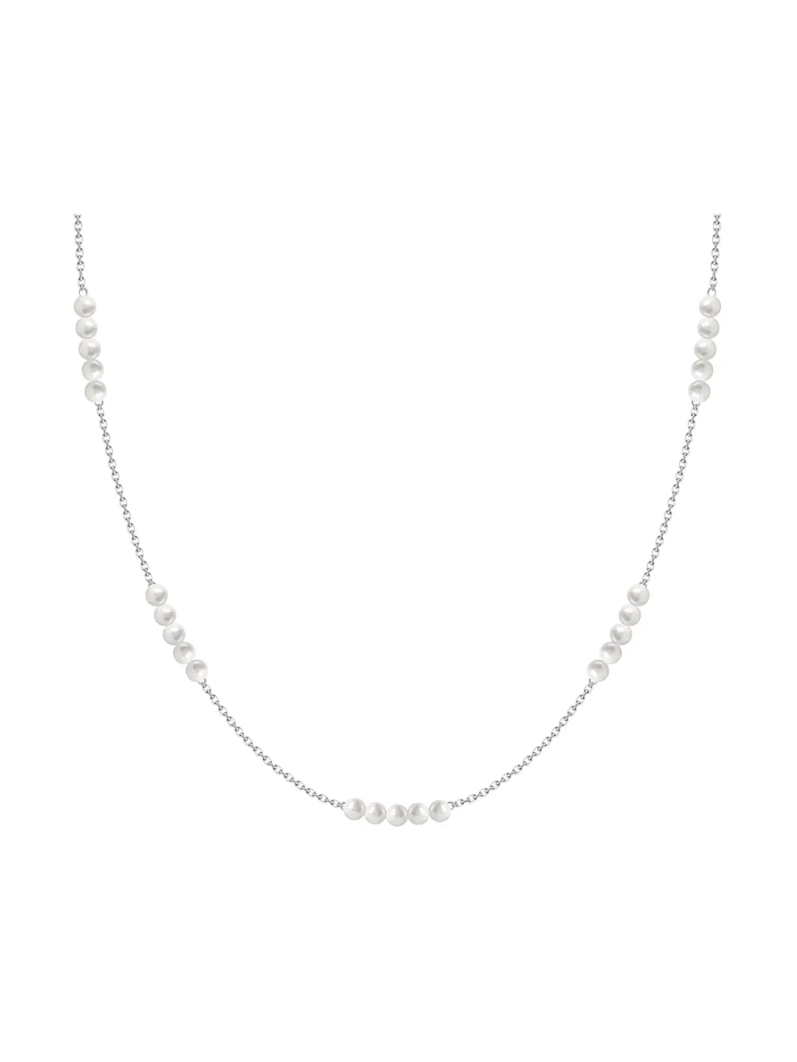 Collar de 25 Perlas Cultivadas Pequeñas en Oro Blanco 18K 1