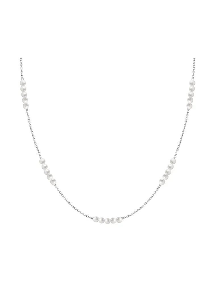 Collar de 25 Perlas Cultivadas Pequeñas en Oro Blanco 18K 1