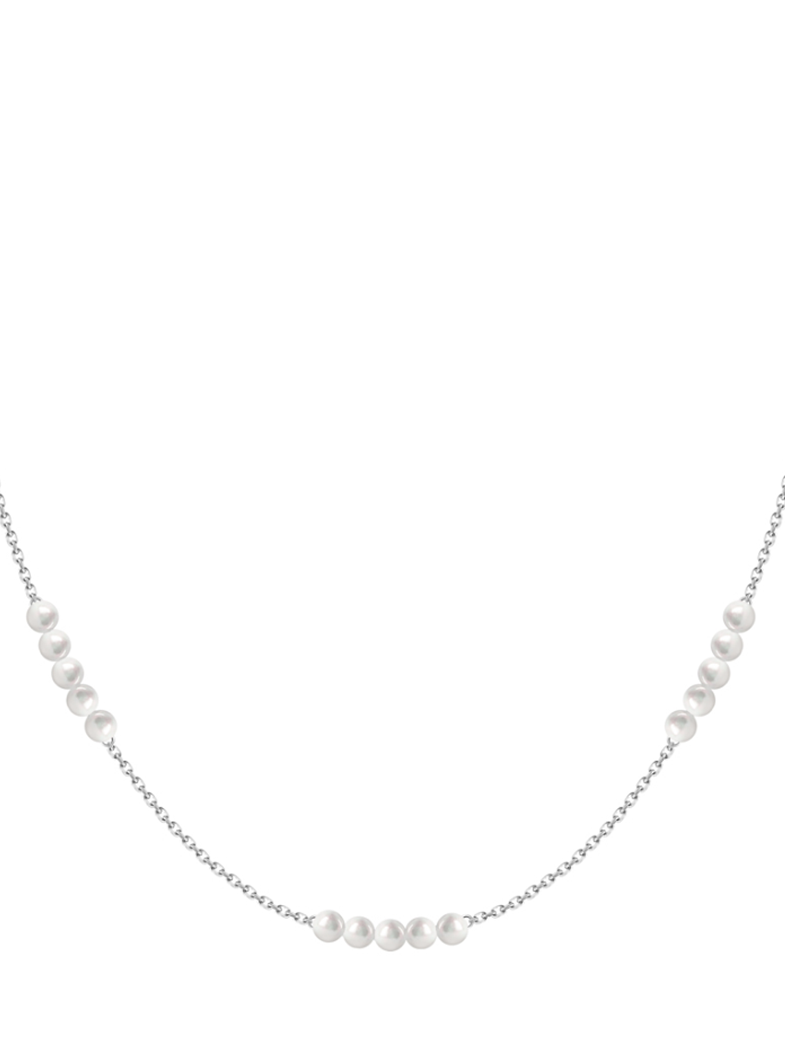 Collar de 25 Perlas Cultivadas Pequeñas en Oro Blanco 18K 1