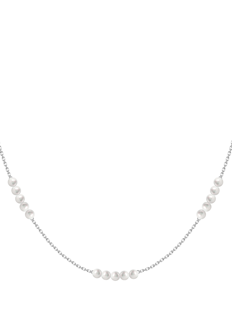 Collar de 25 Perlas Cultivadas Pequeñas en Oro Blanco 18K 1