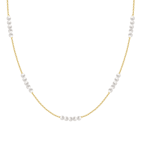 Collar de 25 Perlas Cultivadas Pequeñas en Oro Amarillo 18K