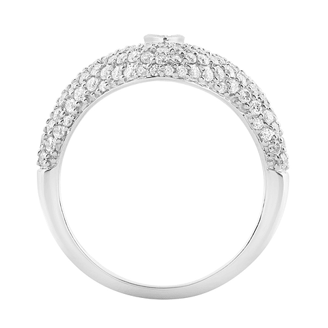 Moderno Anillo Cubierto de Diamantes en Oro Blanco 18K