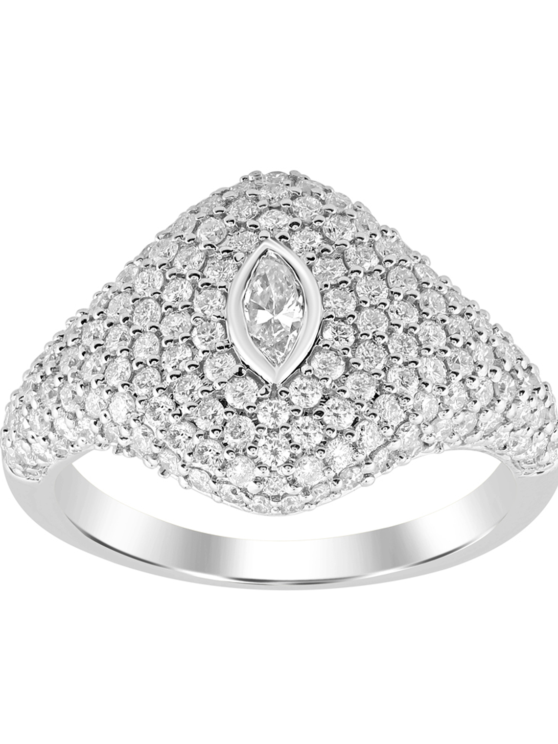 Moderno Anillo Cubierto de Diamantes en Oro Blanco 18K 1