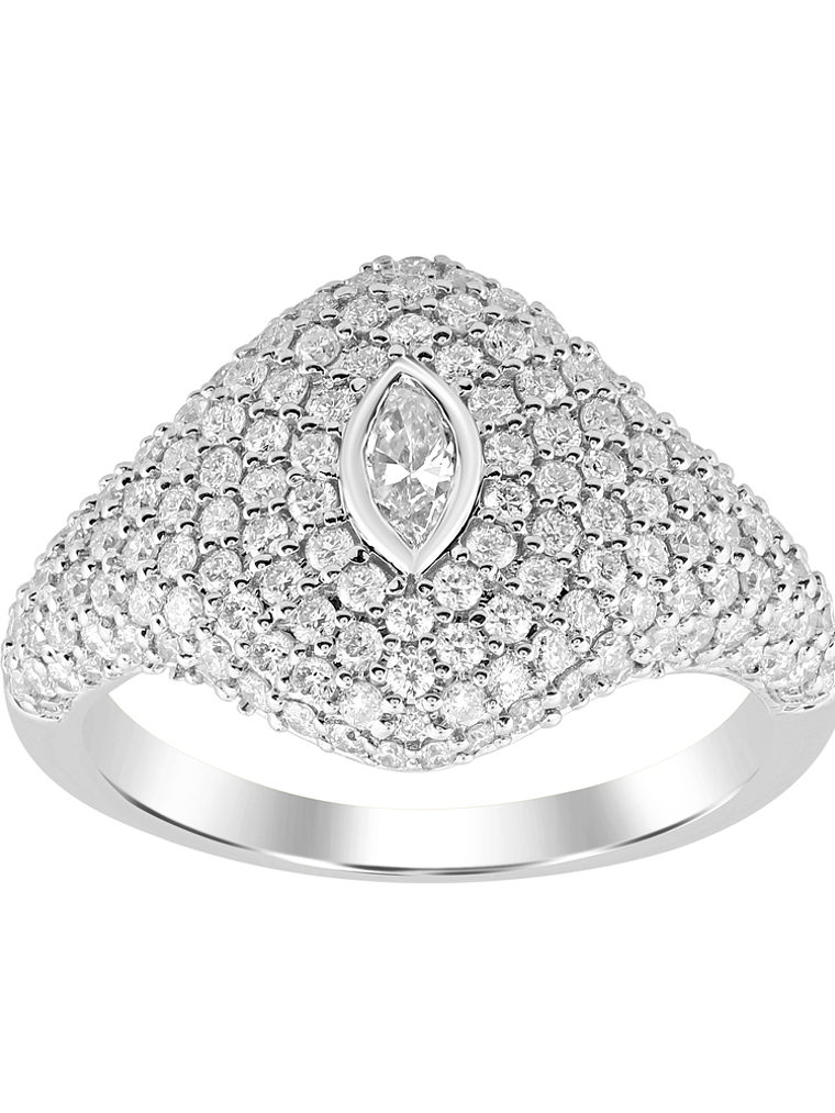 Moderno Anillo Cubierto de Diamantes en Oro Blanco 18K 1