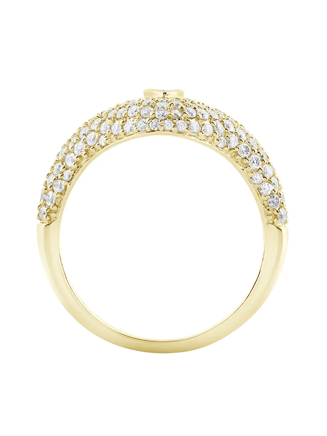 Moderno Anillo Cubierto de Diamantes en Oro Amarillo 18K 3