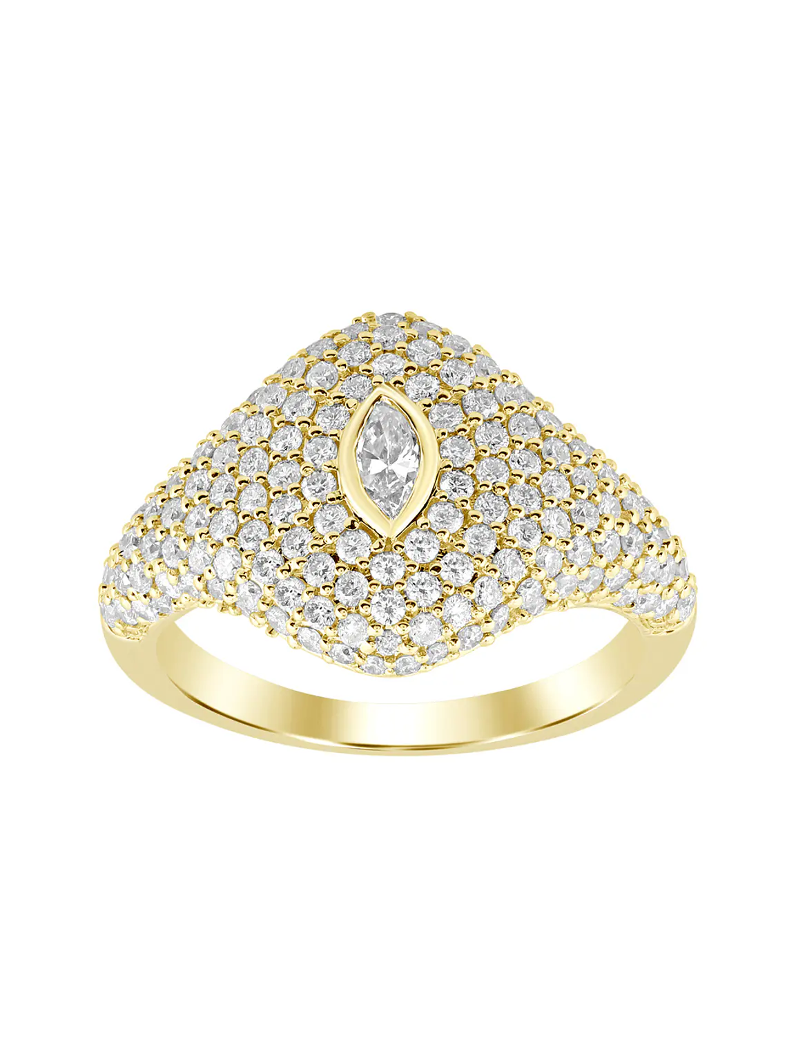 Moderno Anillo Cubierto de Diamantes en Oro Amarillo 18K 1