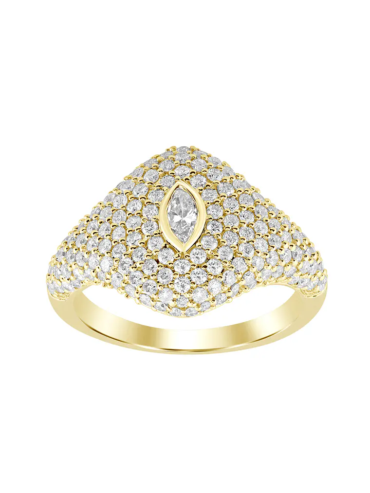 Moderno Anillo Cubierto de Diamantes en Oro Amarillo 18K 1
