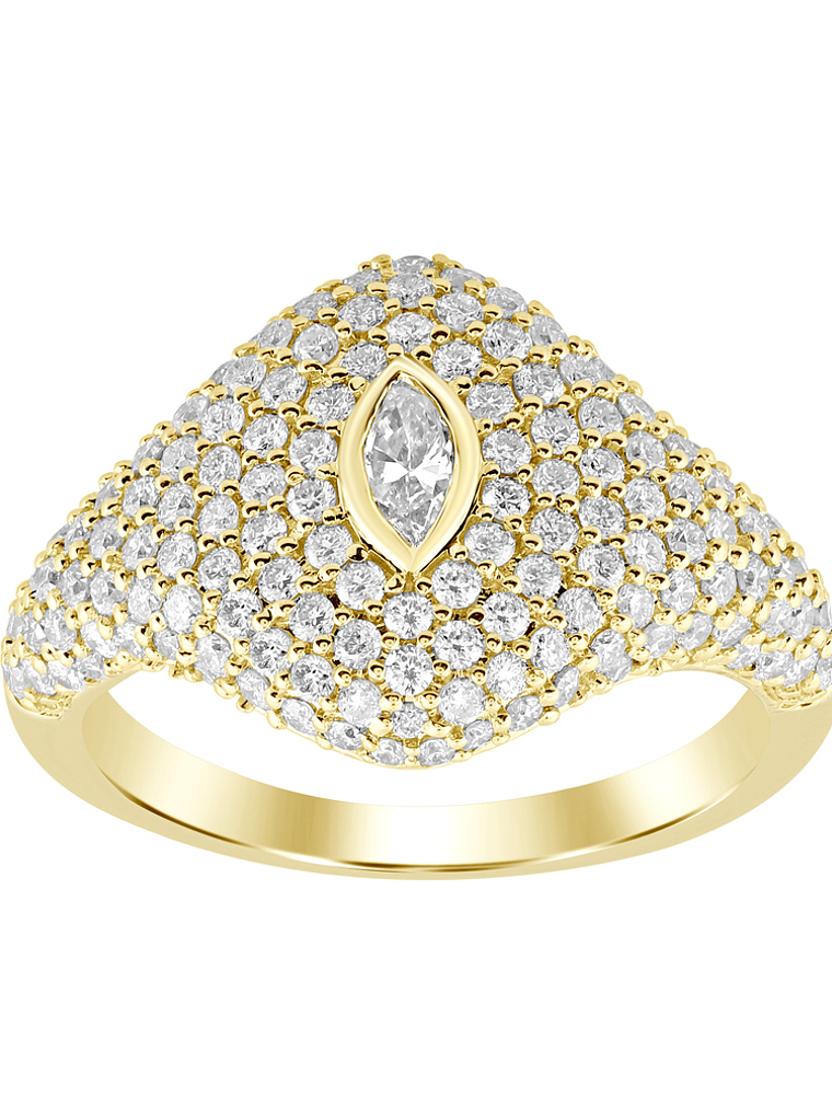 Moderno Anillo Cubierto de Diamantes en Oro Amarillo 18K 1