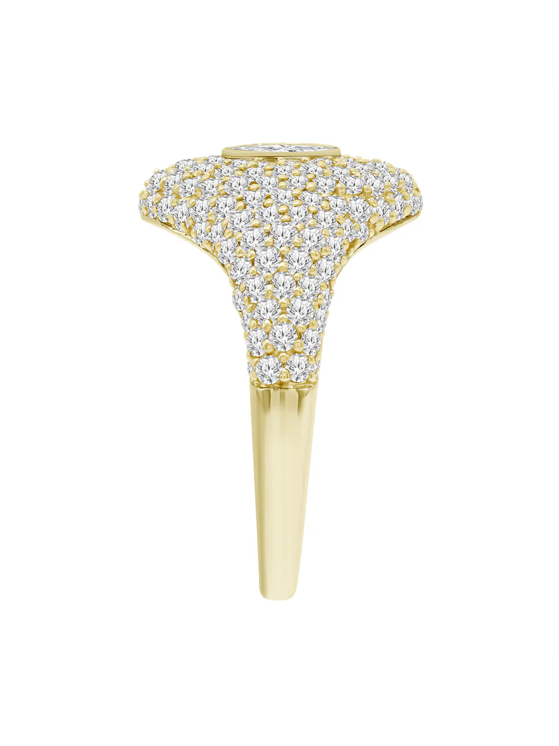 Moderno Anillo Cubierto de Diamantes en Oro Amarillo 18K 2