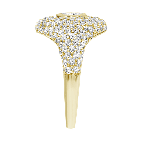 Moderno Anillo Cubierto de Diamantes en Oro Amarillo 18K