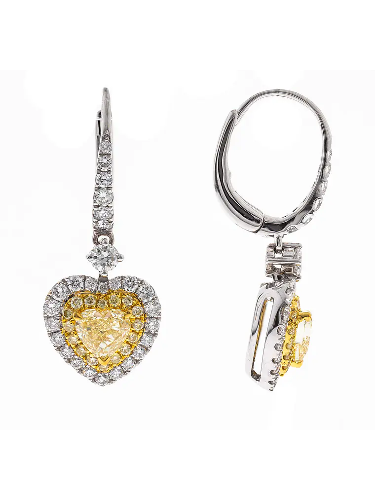 Aros Forma Corazón Diamantes Fancy Yellow Oro Blanco 18K 1