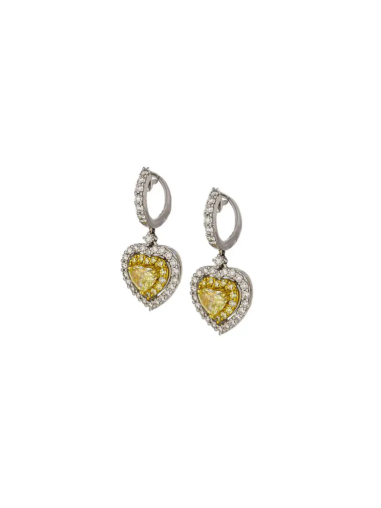 Aros Forma Corazón Diamantes Fancy Yellow Oro Blanco 18K 2