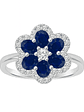 Anillo Solitario Flor de Zafiros Azules y Diamantes en Oro Blanco 18K - Miniatura 1