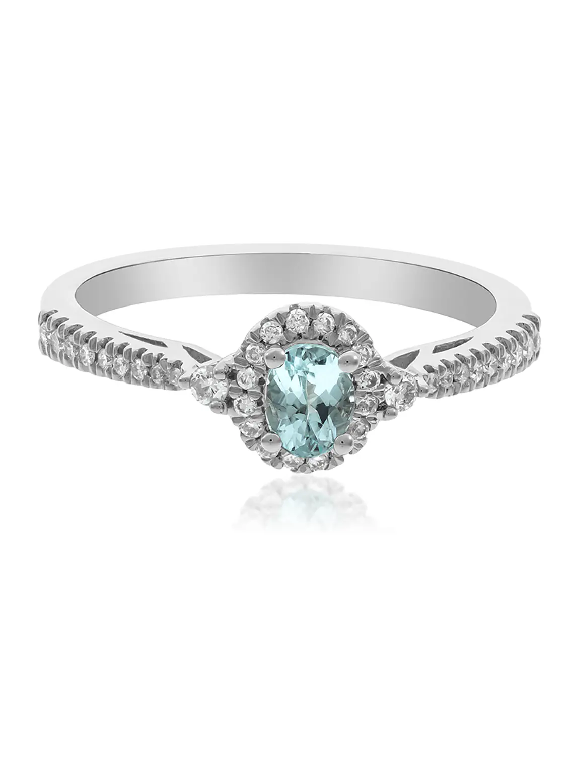 Delicado Anillo Turmalina Paraíba Natural Diamantes en Oro Blanco 18K 1