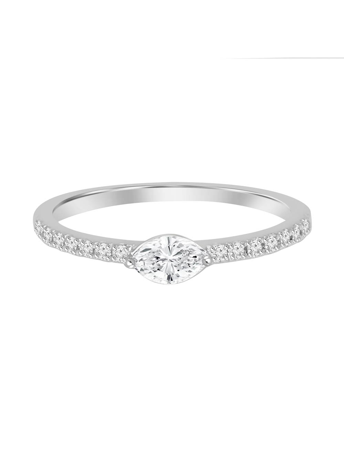 Anillo Solitario Diamante Marquise en Oro Blanco 18K 1