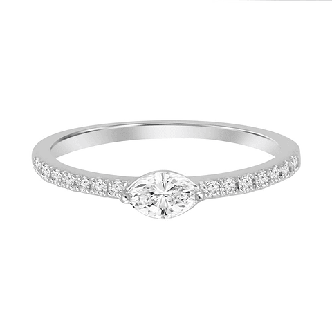 Anillo Solitario Diamante Marquise en Oro Blanco 18K