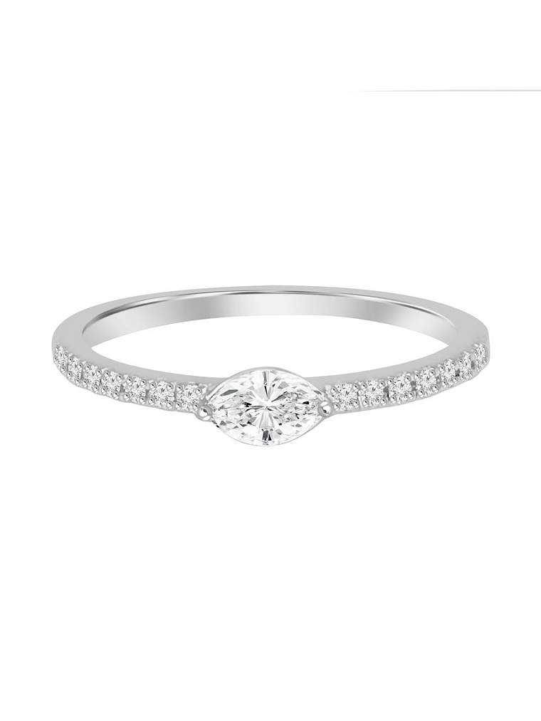 Anillo Solitario Diamante Marquise en Oro Blanco 18K 1