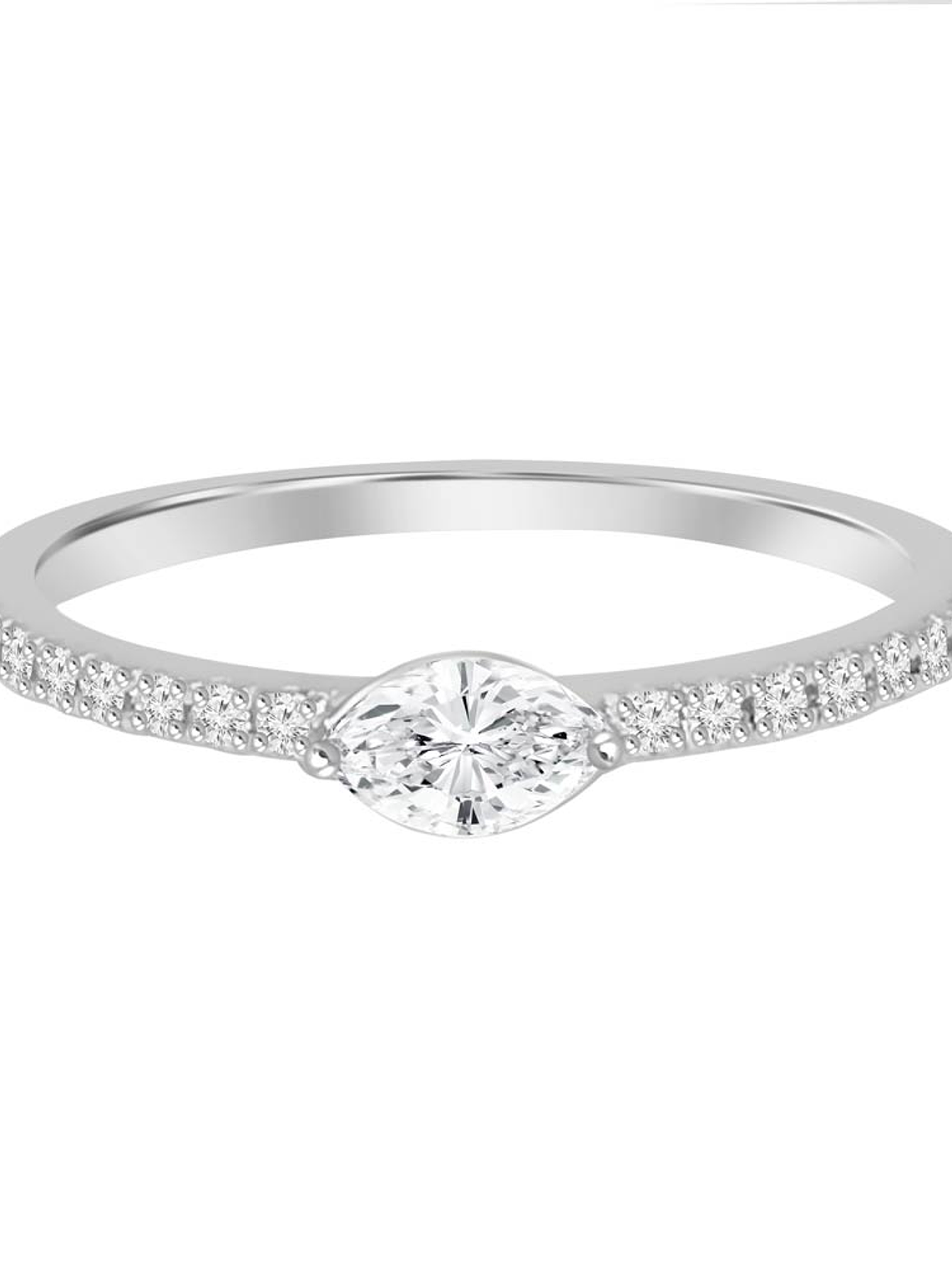 Anillo Solitario Diamante Marquise en Oro Blanco 18K 1