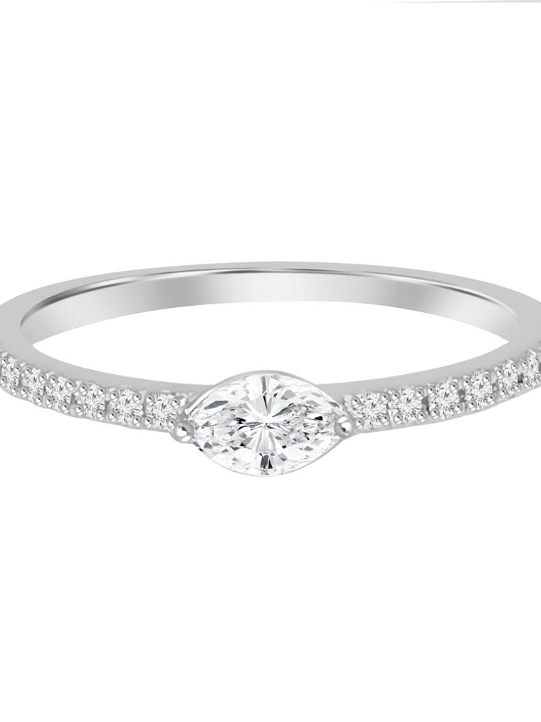 Anillo Solitario Diamante Marquise en Oro Blanco 18K 1