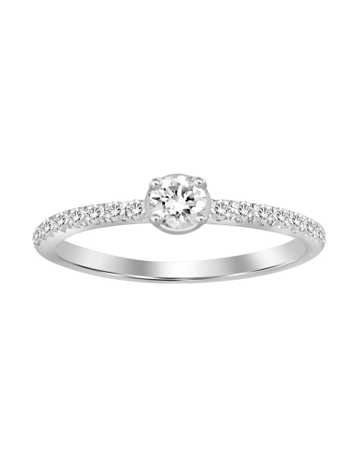 Deicado Anillo Solitario Diamantes en Oro Blanco 18K 1