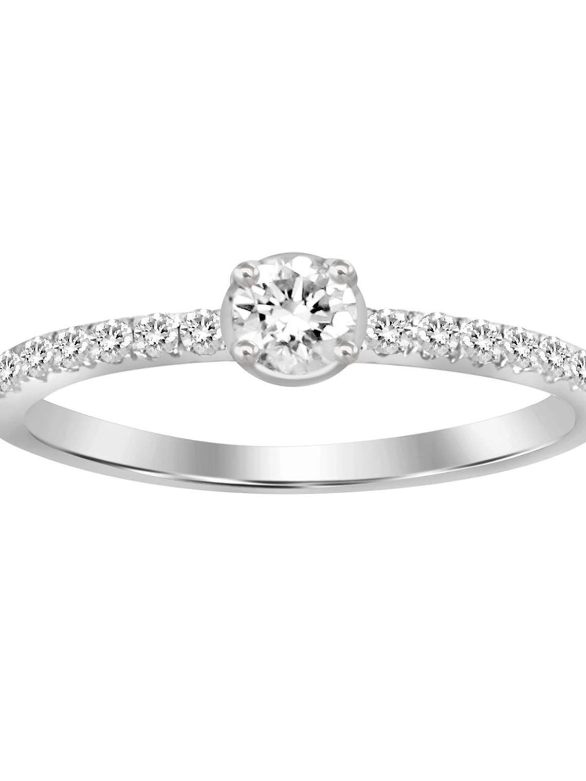 Deicado Anillo Solitario Diamantes en Oro Blanco 18K 1