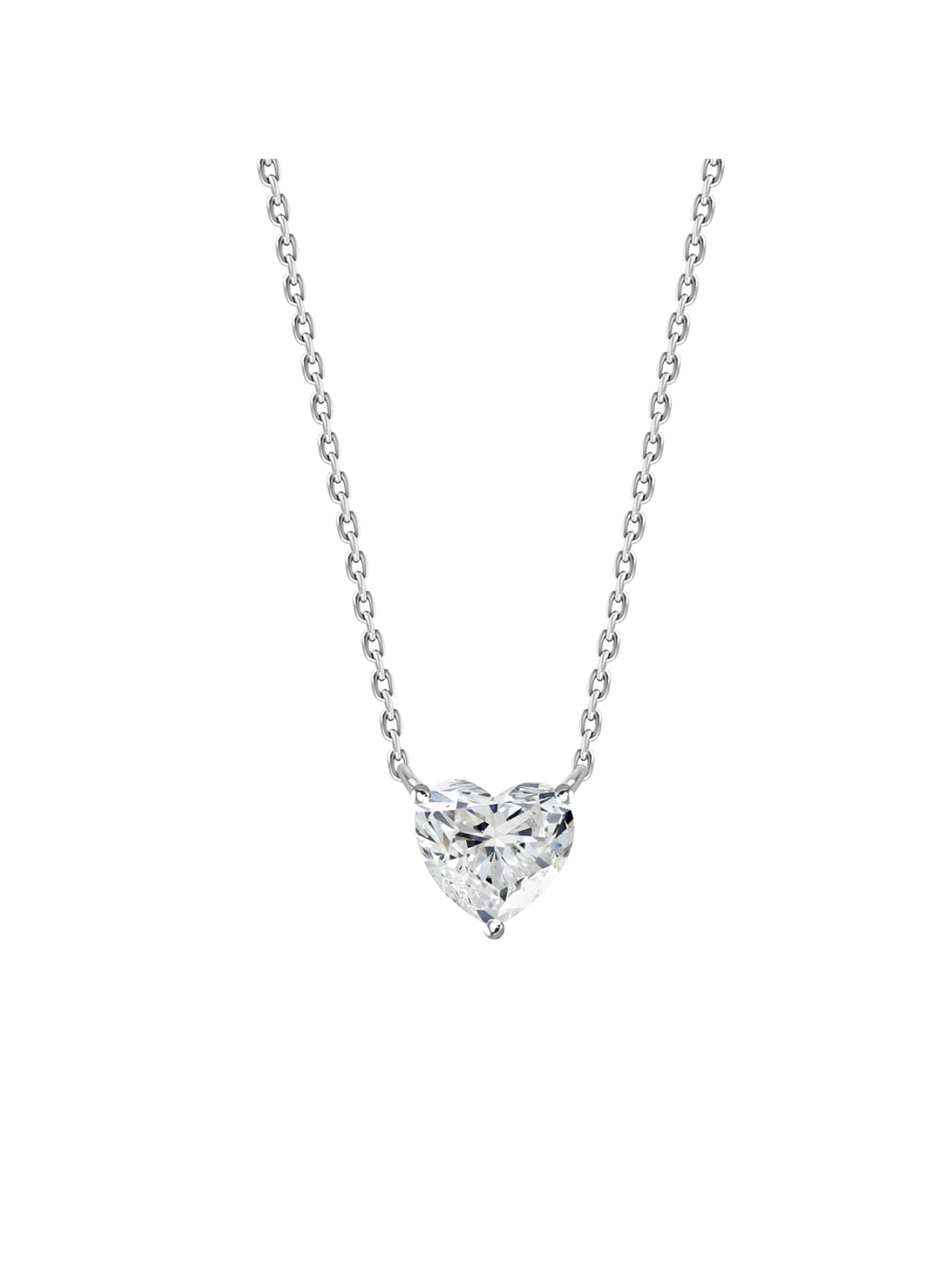 Collar Punto de Luz Diamante Corte Corazón Flotante Oro Blanco 18K 1